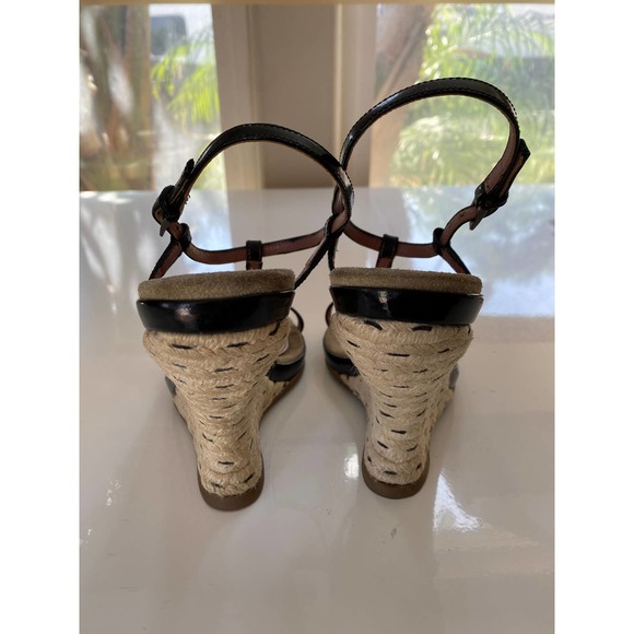 ALAÏA Black Leather Espadrille Wedge Sandal - Picture 6 of 15